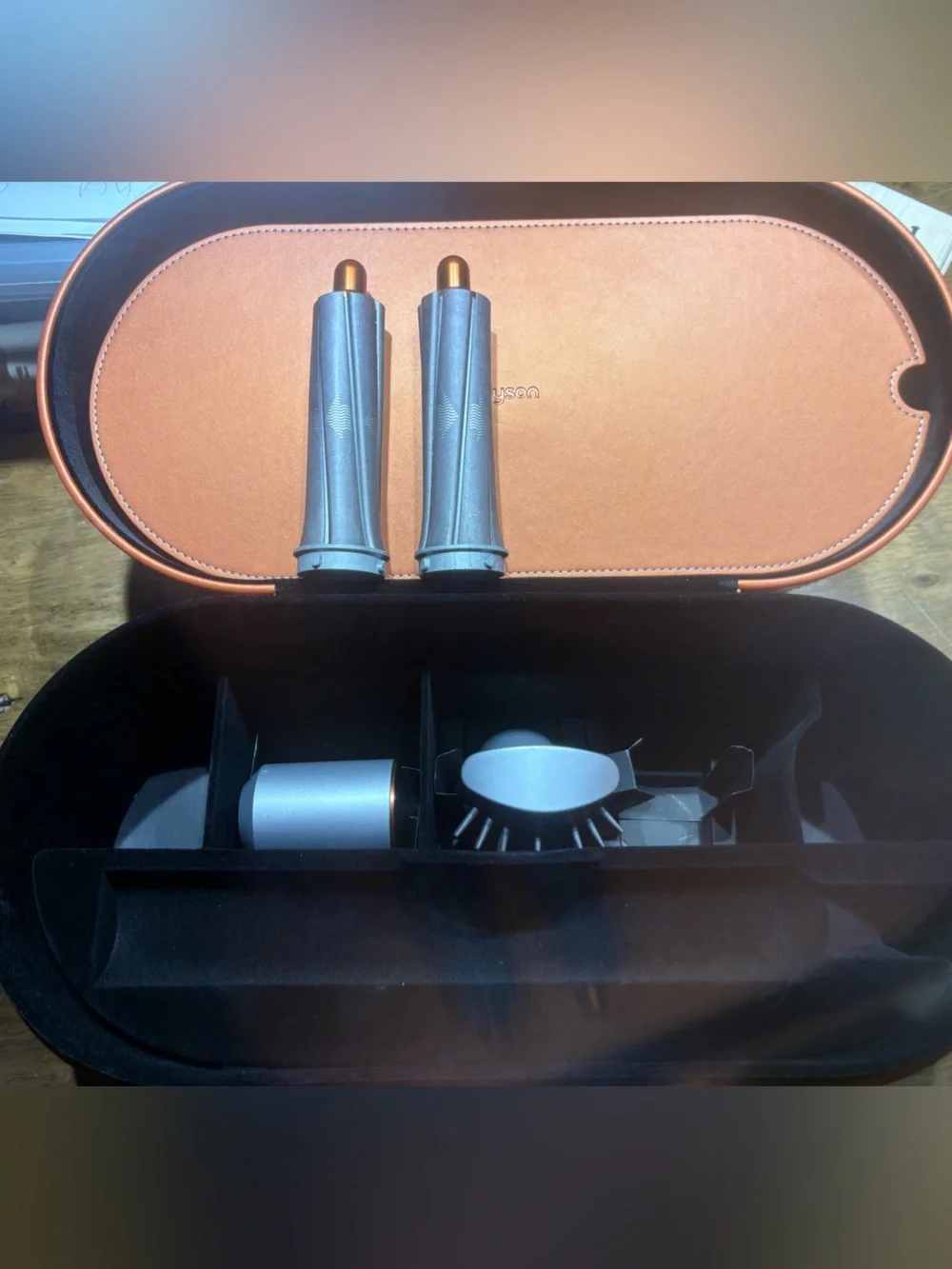 Dyson Airwrap Accessories and Case - Orange and Silver Attachments